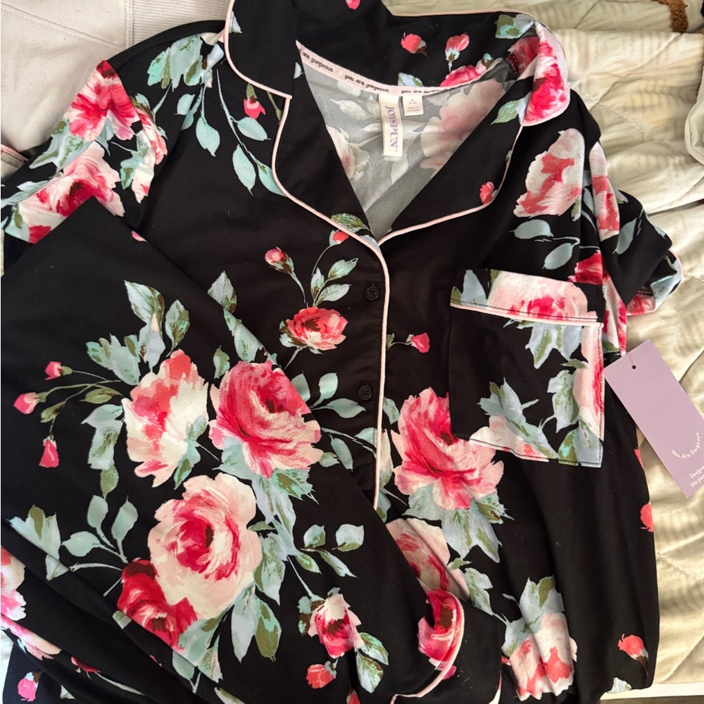 Floral Black Pajama Set